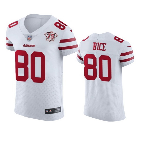 Nike San Francisco 49ers 80 Jerry Rice White Men 75th Anniversary Stitched NFL Vapor Untouchable Elite Jersey Nike San Francisco 49ers 80 Jerry Rice White Men 75th Anniversary Stitched NFL Vapor Untouchable Elite Jersey