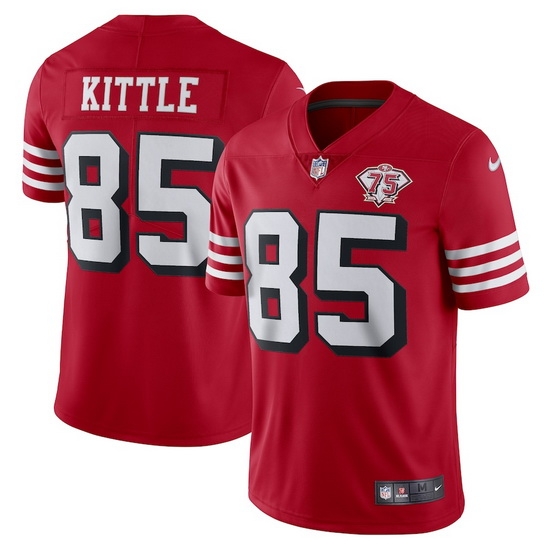 Nike San Francisco 49ers 85 George Kittle Red Rush Men 75th Anniversary Stitched NFL Vapor Untouchable Limited Jersey Nike San Francisco 49ers 85 George Kittle Red Rush Men 75th Anniversary Stitched NFL Vapor Untouchable Limited Jersey