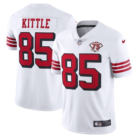 Nike San Francisco 49ers 85 George Kittle White Rush Men 75th Anniversary Stitched NFL Vapor Untouchable Limited Jersey Nike San Francisco 49ers 85 George Kittle White Rush Men 75th Anniversary Stitched NFL Vapor Untouchable Limited Jersey