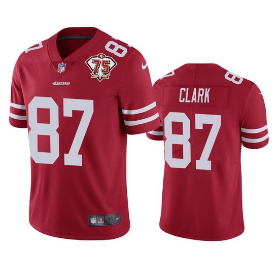 Nike San Francisco 49ers 87 Dwight Clark Red Men 75th Anniversary Stitched NFL Vapor Untouchable Limited Jersey Nike San Francisco 49ers 87 Dwight Clark Red Men 75th Anniversary Stitched NFL Vapor Untouchable Limited Jersey