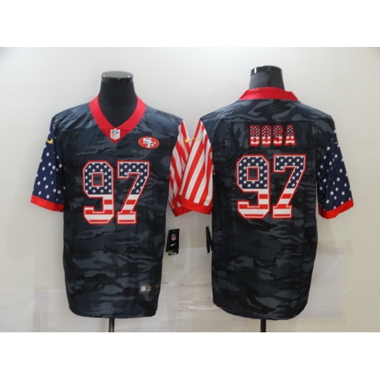 Nike San Francisco 49ers 97 Nick Bosa Black Camo USA Flag Limited Jersey Nike San Francisco 49ers 97 Nick Bosa Black Camo USA Flag Limited Jersey