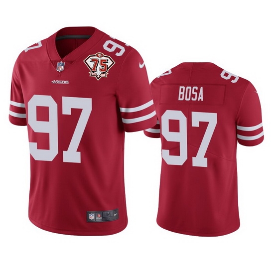 Nike San Francisco 49ers 97 Nick Bosa Red Men 75th Anniversary Stitched NFL Vapor Untouchable Limited Jersey Nike San Francisco 49ers 97 Nick Bosa Red Men 75th Anniversary Stitched NFL Vapor Untouchable Limited Jersey