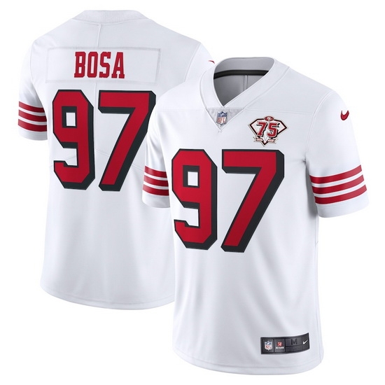 Nike San Francisco 49ers 97 Nick Bosa White Rush Men 75th Anniversary Stitched NFL Vapor Untouchable Limited Jersey Nike San Francisco 49ers 97 Nick Bosa White Rush Men 75th Anniversary Stitched NFL Vapor Untouchable Limited Jersey