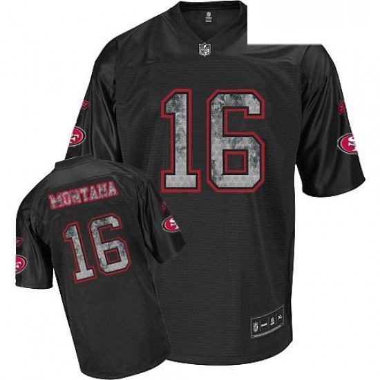 Reebok San Francisco 49ers 16 Joe Montana Premier EQT Sideline Black United Throwback NFL Jersey Reebok San Francisco 49ers 16 Joe Montana Premier EQT Sideline Black United Throwback NFL Jersey