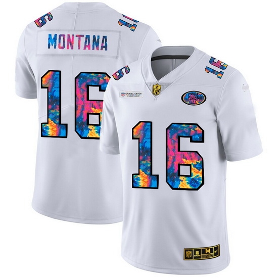 San Francisco 49ers 16 Joe Montana Men White Nike Multi Color 2020 NFL Crucial Catch Limited NFL Jersey San Francisco 49ers 16 Joe Montana Men White Nike Multi Color 2020 NFL Crucial Catch Limited NFL Jersey
