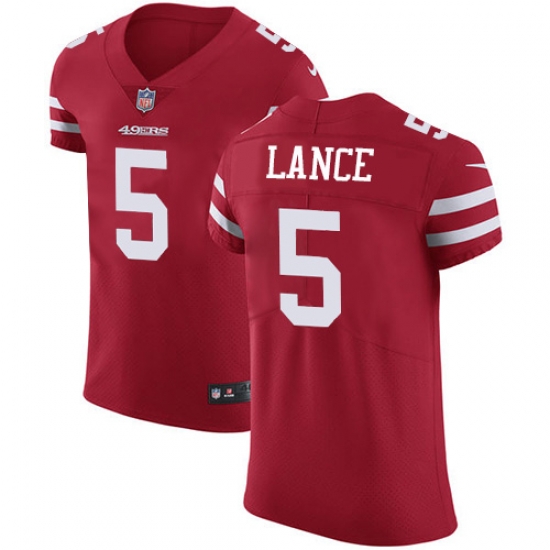 San Francisco 49ers 5 Trey Lance Red Team Color Men Stitched NFL Vapor Untouchable Elite Jersey San Francisco 49ers 5 Trey Lance Red Team Color Men Stitched NFL Vapor Untouchable Elite Jersey