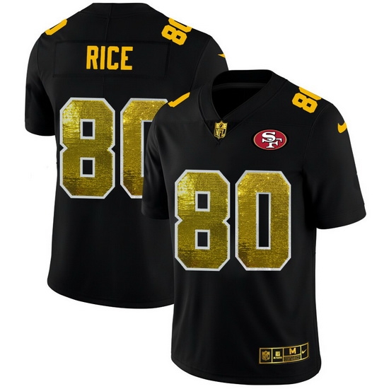 San Francisco 49ers 80 Jerry Rice Men Black Nike Golden Sequin Vapor Limited NFL Jersey San Francisco 49ers 80 Jerry Rice Men Black Nike Golden Sequin Vapor Limited NFL Jersey