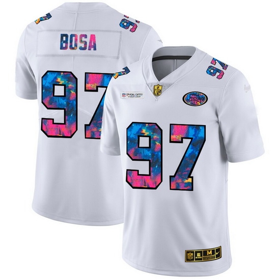 San Francisco 49ers 97 Nick Bosa Men White Nike Multi Color 2020 NFL Crucial Catch Limited NFL Jersey San Francisco 49ers 97 Nick Bosa Men White Nike Multi Color 2020 NFL Crucial Catch Limited NFL Jersey