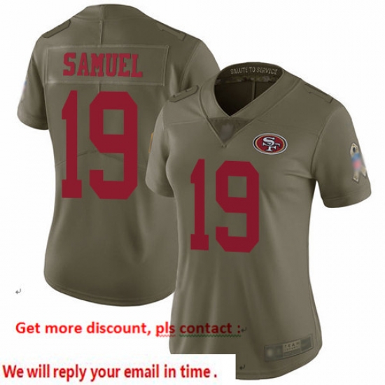 49ers 19 Deebo Samuel Olive Women Stitched Football Limited 2017 Salute to Service Jersey 49ers 19 Deebo Samuel Olive Women Stitched Football Limited 2017 Salute to Service Jersey