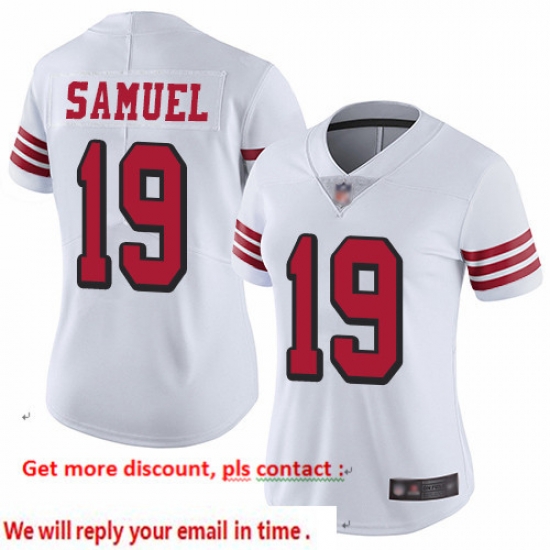 49ers 19 Deebo Samuel White Rush Women Stitched Football Vapor Untouchable Limited Jersey 49ers 19 Deebo Samuel White Rush Women Stitched Football Vapor Untouchable Limited Jersey