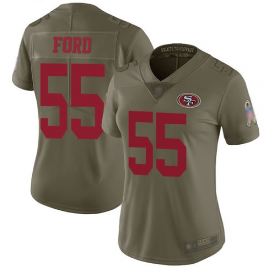 49ers 55 Dee Ford Olive Womens Stitched Football Limited 2017 Salute to Service Jersey 49ers 55 Dee Ford Olive Womens Stitched Football Limited 2017 Salute to Service Jersey
