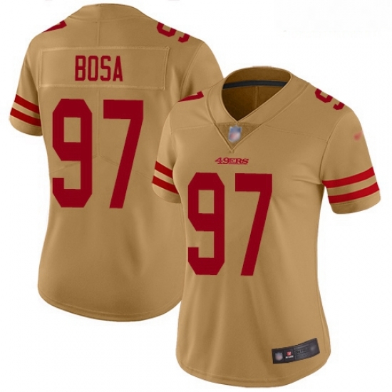 49ers #97 Nick Bosa Gold Women Stitched Football Limited Inverted Legend Jersey 49ers #97 Nick Bosa Gold Women Stitched Football Limited Inverted Legend Jersey