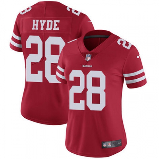 Nike 49ers #28 Carlos Hyde Red Team Color Womens Stitched NFL Vapor Untouchable Limited Jersey Nike 49ers #28 Carlos Hyde Red Team Color Womens Stitched NFL Vapor Untouchable Limited Jersey