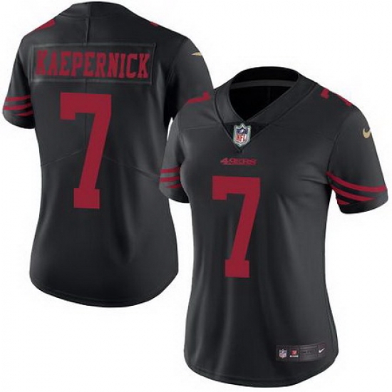 Nike 49ers #7 Colin Kaepernick Black Womens Stitched NFL Limited Rush Jersey Nike 49ers #7 Colin Kaepernick Black Womens Stitched NFL Limited Rush Jersey