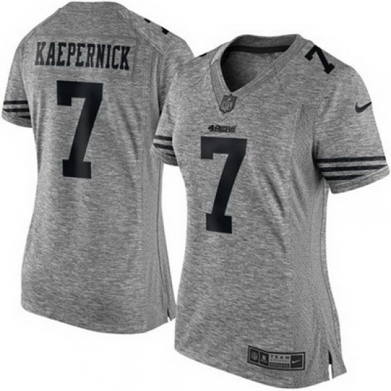 Nike 49ers #7 Colin Kaepernick Gray Womens Stitched NFL Limited Gridiron Gray Jersey Nike 49ers #7 Colin Kaepernick Gray Womens Stitched NFL Limited Gridiron Gray Jersey
