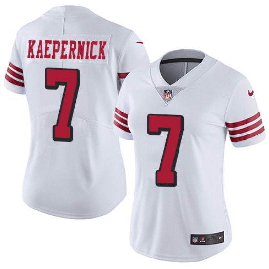 Nike 49ers #7 Colin Kaepernick White Rush Womens Stitched NFL Vapor Untouchable Limited Jersey Nike 49ers #7 Colin Kaepernick White Rush Womens Stitched NFL Vapor Untouchable Limited Jersey