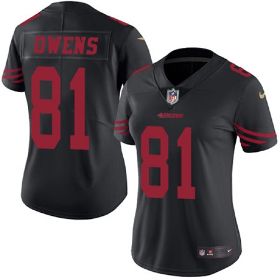 Nike 49ers #81 Terrell Owens Black Womens Stitched NFL Limited Rush Jersey Nike 49ers #81 Terrell Owens Black Womens Stitched NFL Limited Rush Jersey