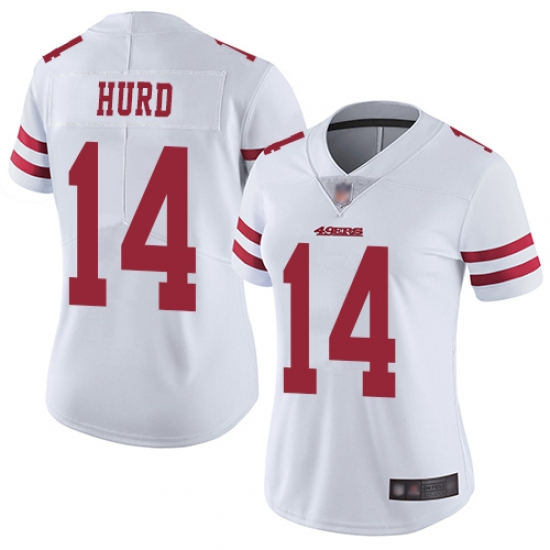 Women 49ers 14 Jalen Hurd White Stitched Football Vapor Untouchable Limited Jersey Women 49ers 14 Jalen Hurd White Stitched Football Vapor Untouchable Limited Jersey