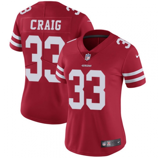 Women NFL 49ers 33 Roger Craig Red Vapor Untouchable Limited Jersey Women NFL 49ers 33 Roger Craig Red Vapor Untouchable Limited Jersey