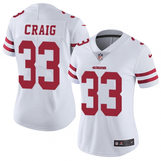 Women NFL 49ers 33 Roger Craig White Vapor Untouchable Limited Jersey Women NFL 49ers 33 Roger Craig White Vapor Untouchable Limited Jersey