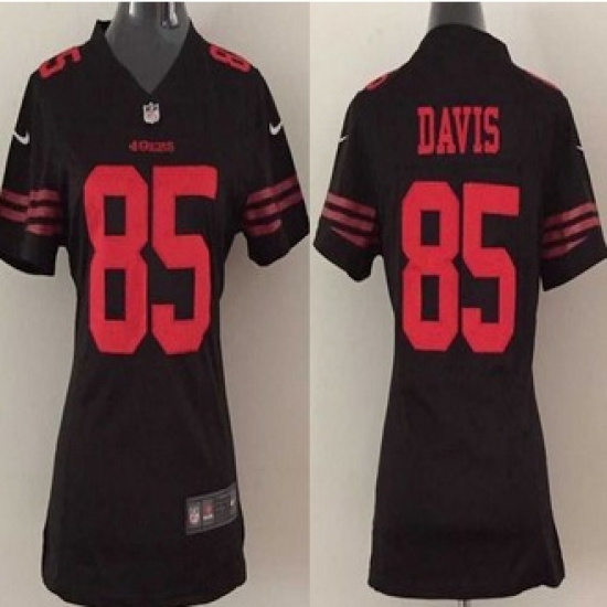 Women New 49ers #85 Vernon Davis Black Alternate Stitched NFL Elite Jersey Women New 49ers #85 Vernon Davis Black Alternate Stitched NFL Elite Jersey
