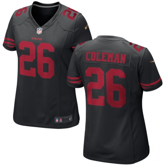 Women Nike 49ers #26 Tevin Coleman Black Game Jersey Women Nike 49ers #26 Tevin Coleman Black Game Jersey