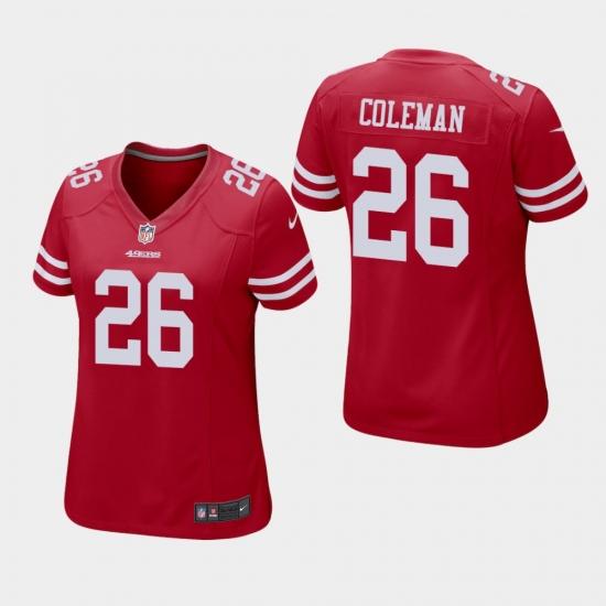 Women Nike 49ers #26 Tevin Coleman Red Game Jersey Women Nike 49ers #26 Tevin Coleman Red Game Jersey