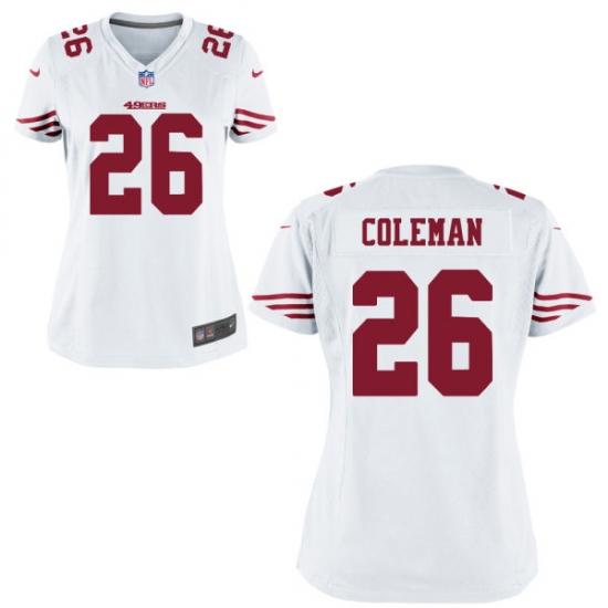 Women Nike 49ers #26 Tevin Coleman White Game Jersey Women Nike 49ers #26 Tevin Coleman White Game Jersey