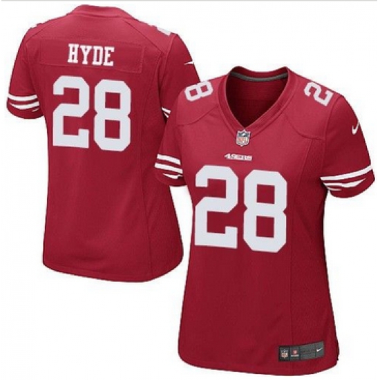 Women Nike 49ers #28 Carlos Hyde Red Team Color Stitched NFL Limited Jersey Women Nike 49ers #28 Carlos Hyde Red Team Color Stitched NFL Limited Jersey