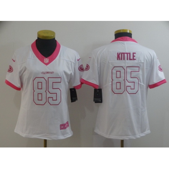 Women Nike 49ers 85 George Kittle White Pink Rush Limited Jersey Women Nike 49ers 85 George Kittle White Pink Rush Limited Jersey