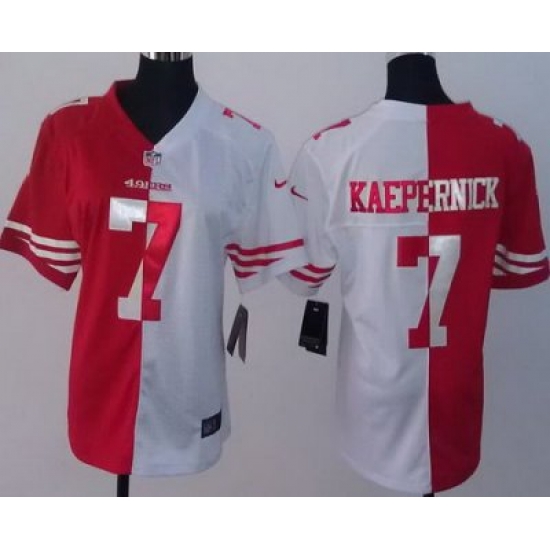 Women Nike San Francisco 49ers 7 Colin Kaepernick Red White Split NFL Jerseys Women Nike San Francisco 49ers 7 Colin Kaepernick Red White Split NFL Jerseys