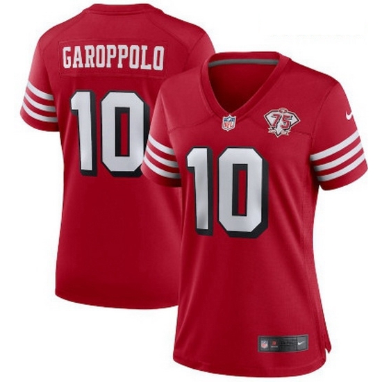 Women San Francisco 49ers 10 Jimmy Garoppolo 75th Anniversary Jersey Women San Francisco 49ers 10 Jimmy Garoppolo 75th Anniversary Jersey
