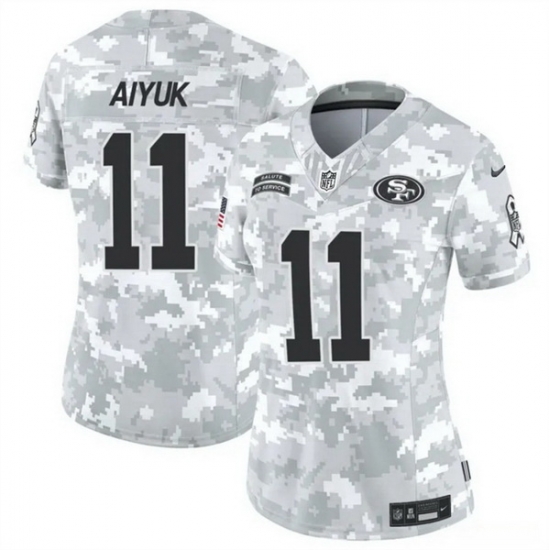Women San Francisco 49ers 11 Brandon Aiyuk 2024 F U S E Arctic Camo Salute To Service Limited Stitched Jersey Women San Francisco 49ers 11 Brandon Aiyuk 2024 F U S E Arctic Camo Salute To Service Limited Stitched Jersey