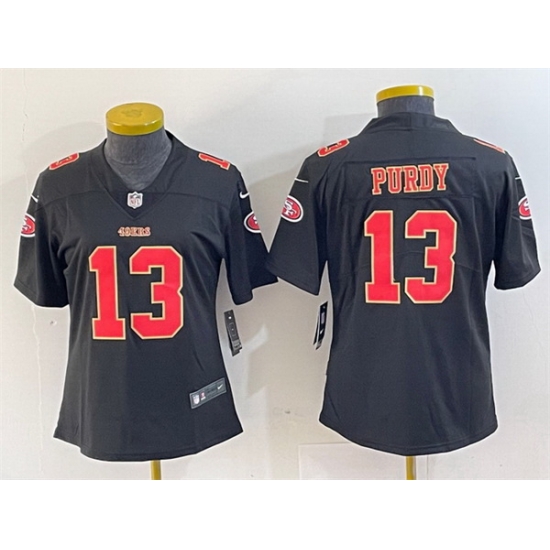 Women San Francisco 49ers 13 Brock Purdy Black Stitched Jersey Women San Francisco 49ers 13 Brock Purdy Black Stitched Jersey