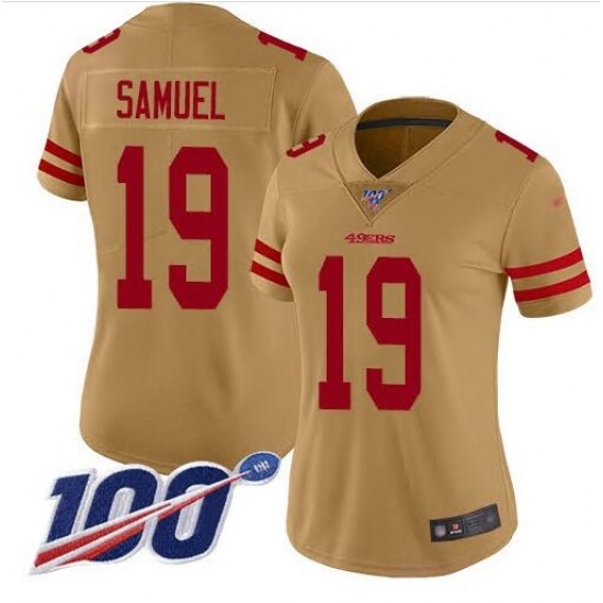 Women San Francisco 49ers #19 Deebo Samuel Gold Inverted Limited Jersey Women San Francisco 49ers #19 Deebo Samuel Gold Inverted Limited Jersey