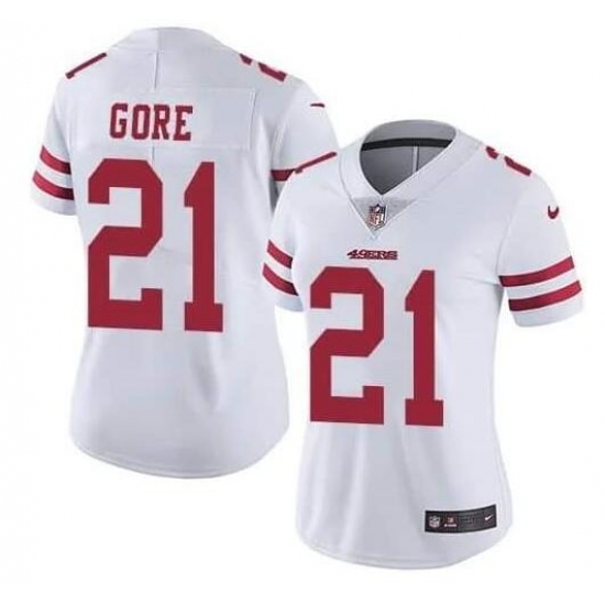 Women San Francisco 49ers 21 Frank Gore White Vapor Stitched jersey Women San Francisco 49ers 21 Frank Gore White Vapor Stitched jersey