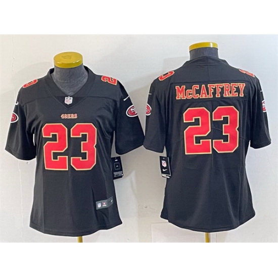 Women San Francisco 49ers 23 Christian McCaffrey Black Stitched Jersey Women San Francisco 49ers 23 Christian McCaffrey Black Stitched Jersey