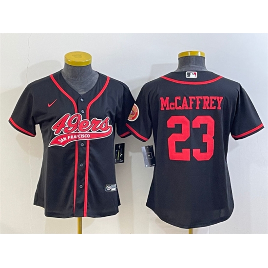 Women San Francisco 49ers 23 Christian McCaffrey Black With Patch Cool Base Stitched Baseball Jersey Women San Francisco 49ers 23 Christian McCaffrey Black With Patch Cool Base Stitched Baseball Jersey