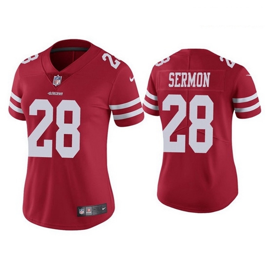 Women San Francisco 49ers 28 Trey Sermon Red Jersey Women San Francisco 49ers 28 Trey Sermon Red Jersey