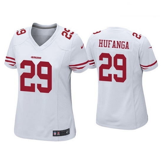 Women San Francisco 49ers 29 Talanoa Hufanga White Jersey Women San Francisco 49ers 29 Talanoa Hufanga White Jersey
