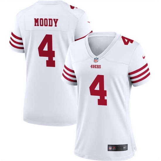 Women San Francisco 49ers 4 Jake Moody White Stitched Jersey Run Small Women San Francisco 49ers 4 Jake Moody White Stitched Jersey Run Small