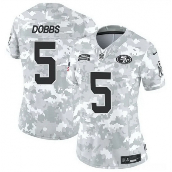 Women San Francisco 49ers 5 Joshua Dobbs 2024 F U S E Arctic Camo Salute To Service Limited Stitched Jersey Women San Francisco 49ers 5 Joshua Dobbs 2024 F U S E Arctic Camo Salute To Service Limited Stitched Jersey