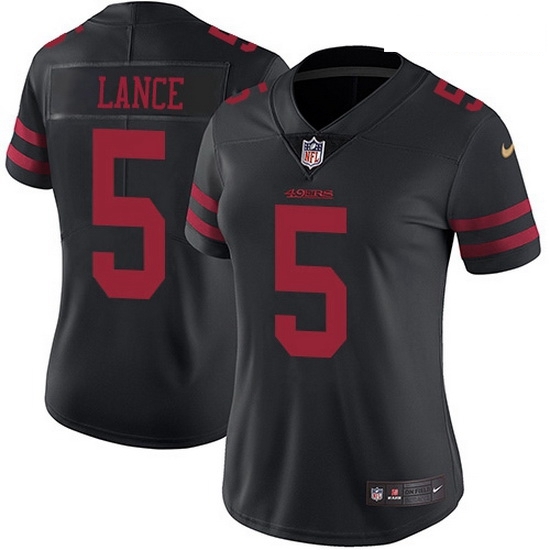 Women San Francisco 49ers 5 Trey Lance Black Alternate Women Stitched NFL Vapor Untouchable Limited Jersey Women San Francisco 49ers 5 Trey Lance Black Alternate Women Stitched NFL Vapor Untouchable Limited Jersey