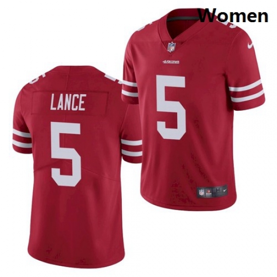 Women San Francisco 49ers #5 Trey Lance Jersey Scarlet 2021 Limited Football Women San Francisco 49ers #5 Trey Lance Jersey Scarlet 2021 Limited Football