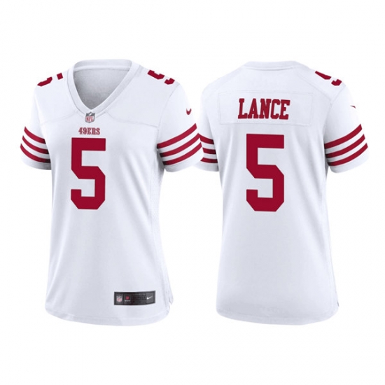 Women San Francisco 49ers 5 Trey Lance White Stitched Jersey Women San Francisco 49ers 5 Trey Lance White Stitched Jersey