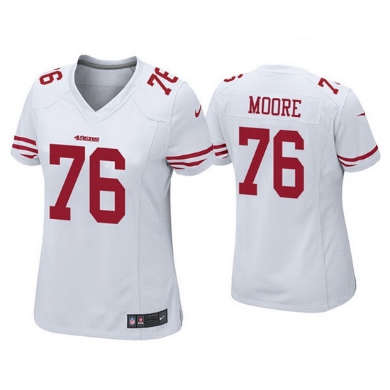 Women San Francisco 49ers 76 Jaylon Moore White Jersey Women San Francisco 49ers 76 Jaylon Moore White Jersey
