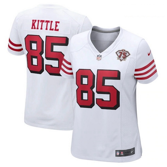 Women San Francisco 49ers 85 George Kittle White 75th Anniversary Jersey Women San Francisco 49ers 85 George Kittle White 75th Anniversary Jersey