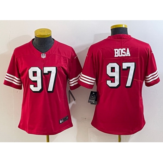 Women San Francisco 49ers 97 Nick Bosa New Red Stitched Jersey Women San Francisco 49ers 97 Nick Bosa New Red Stitched Jersey