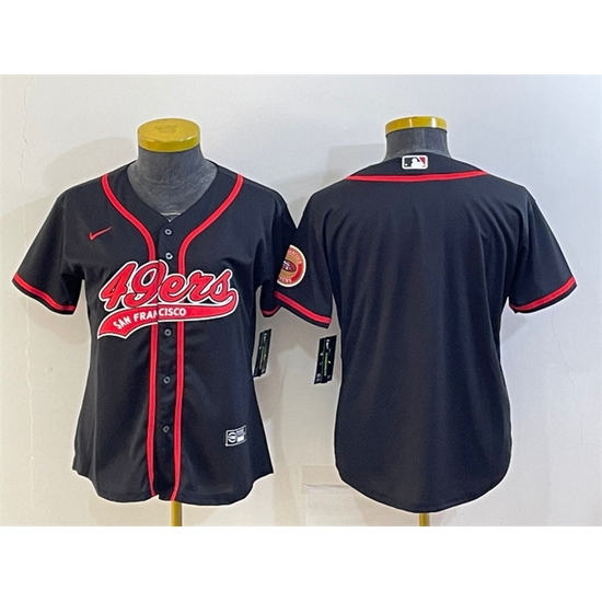 Women San Francisco 49ers Blank Black With Patch Cool Base Stitched Baseball Jersey Women San Francisco 49ers Blank Black With Patch Cool Base Stitched Baseball Jersey