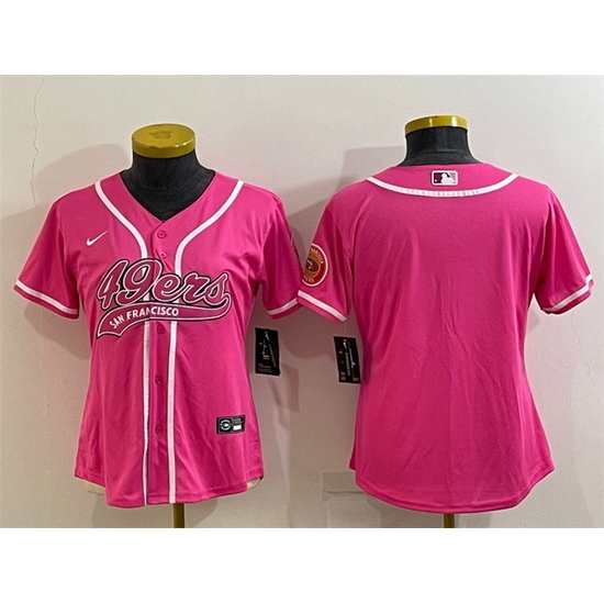 Women San Francisco 49ers Blank Pink With Patch Cool Base Stitched Baseball Jersey Women San Francisco 49ers Blank Pink With Patch Cool Base Stitched Baseball Jersey